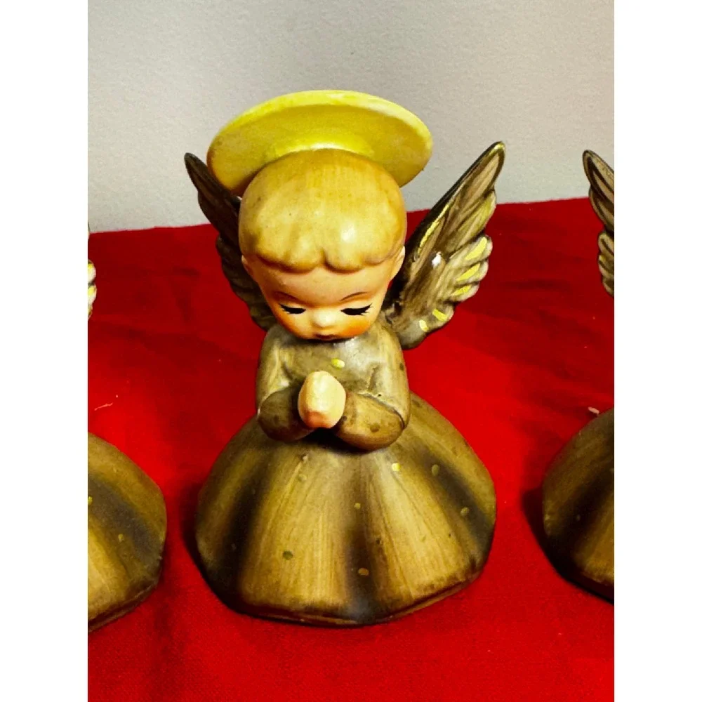 Vintage Napcoware Angel Figurines Set of 3 Bronze Gold Christmas Decor R3258